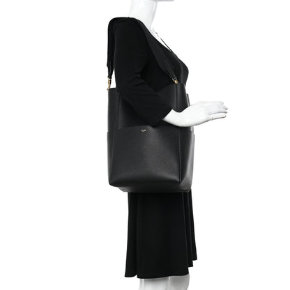 Celine Soft Grained Calfskin Sangle Bucket Bag Black 2 of 10