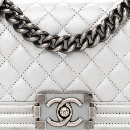 Chanel Metallic Lambskin Quilted Small Boy Flap Silver 8 of 13