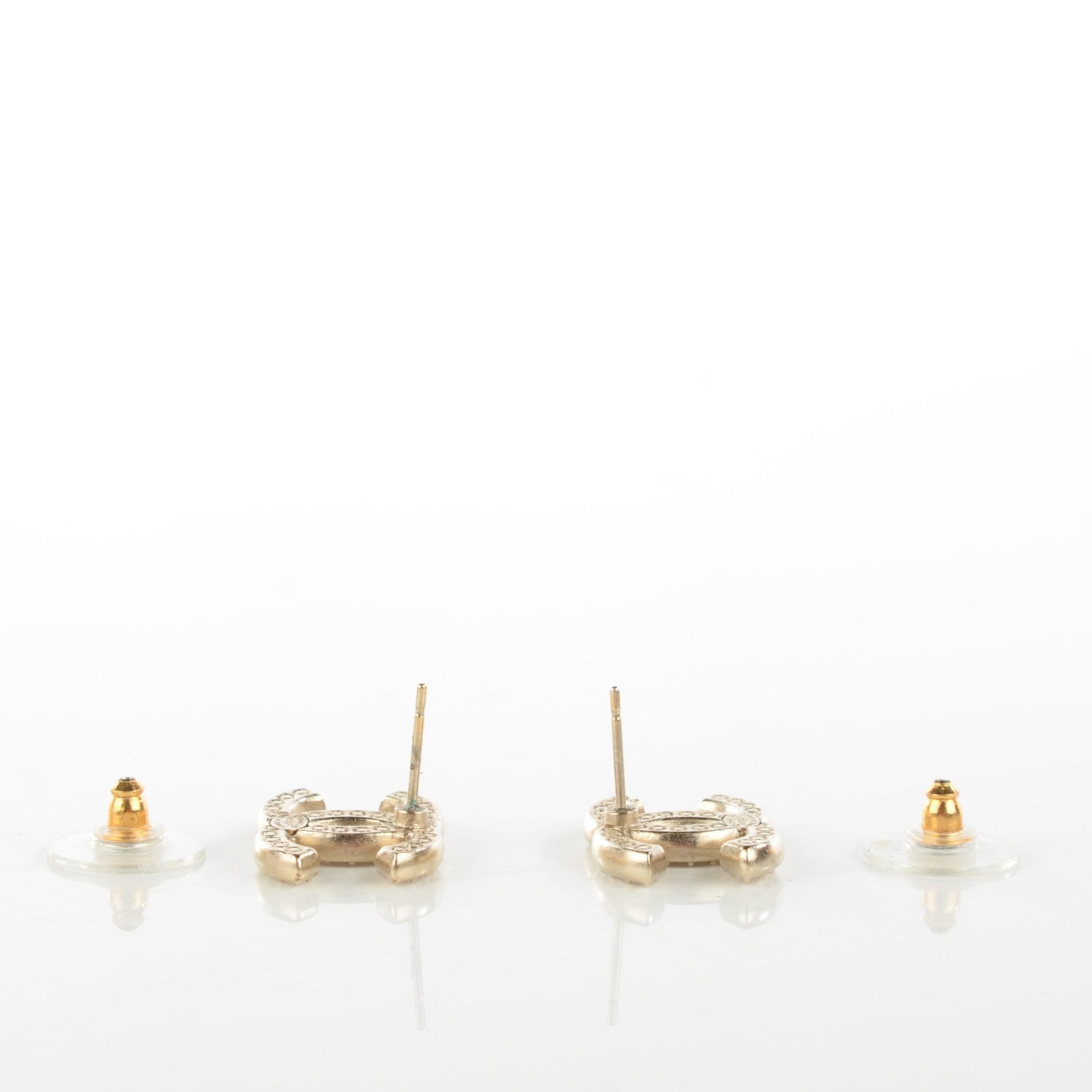 Chanel Crystal CC Earrings Gold 3 of 5