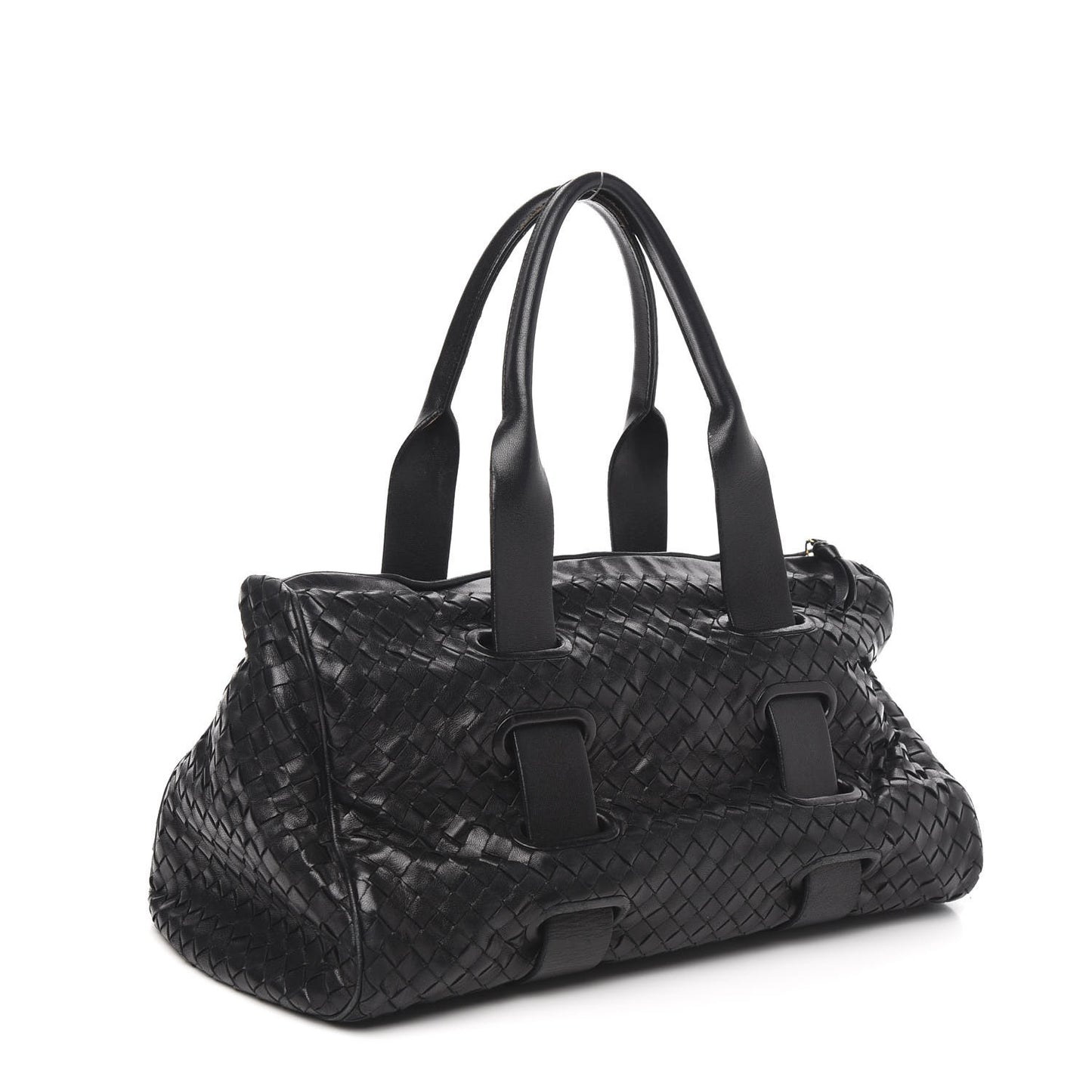 Nappa Intrecciato Accordion Satchel Black