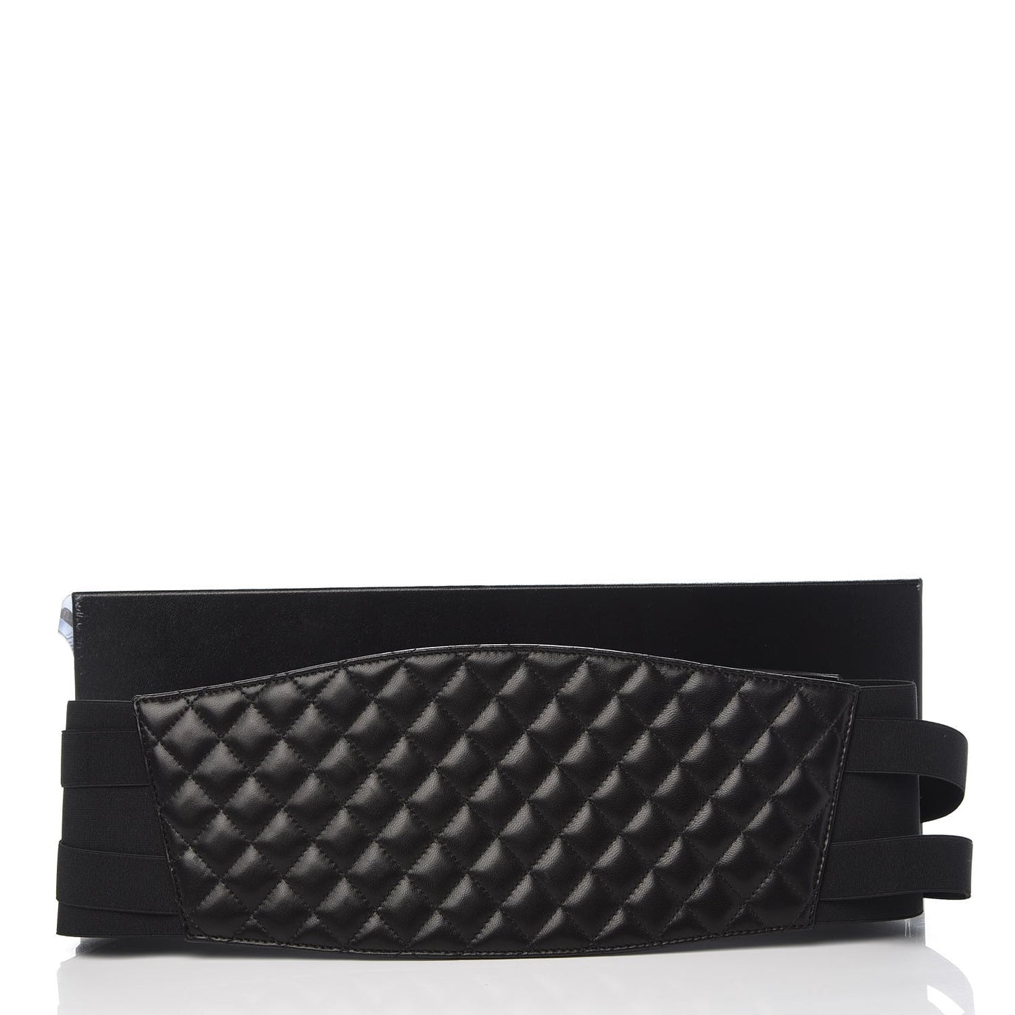 Lambskin Quilted Wide Belt M Black
