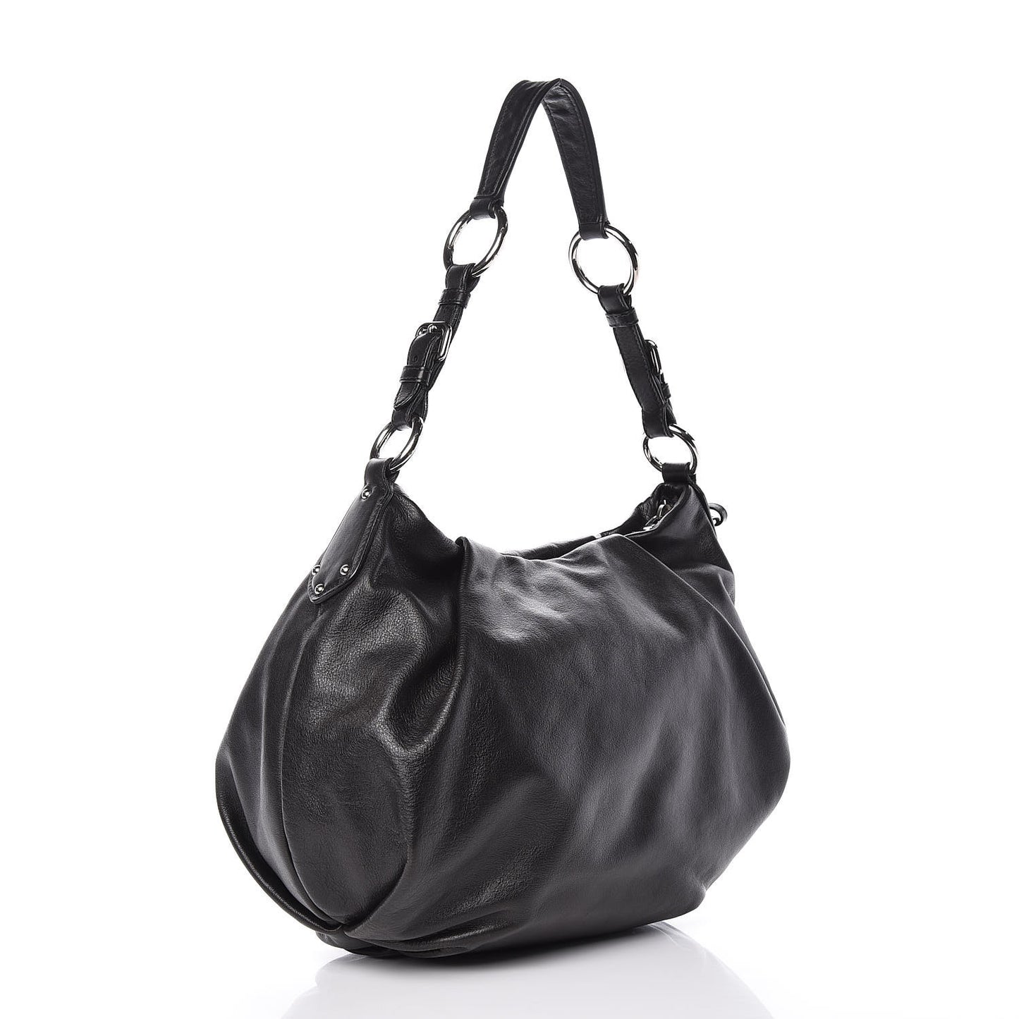 Soft Calf Pleated Hobo Black