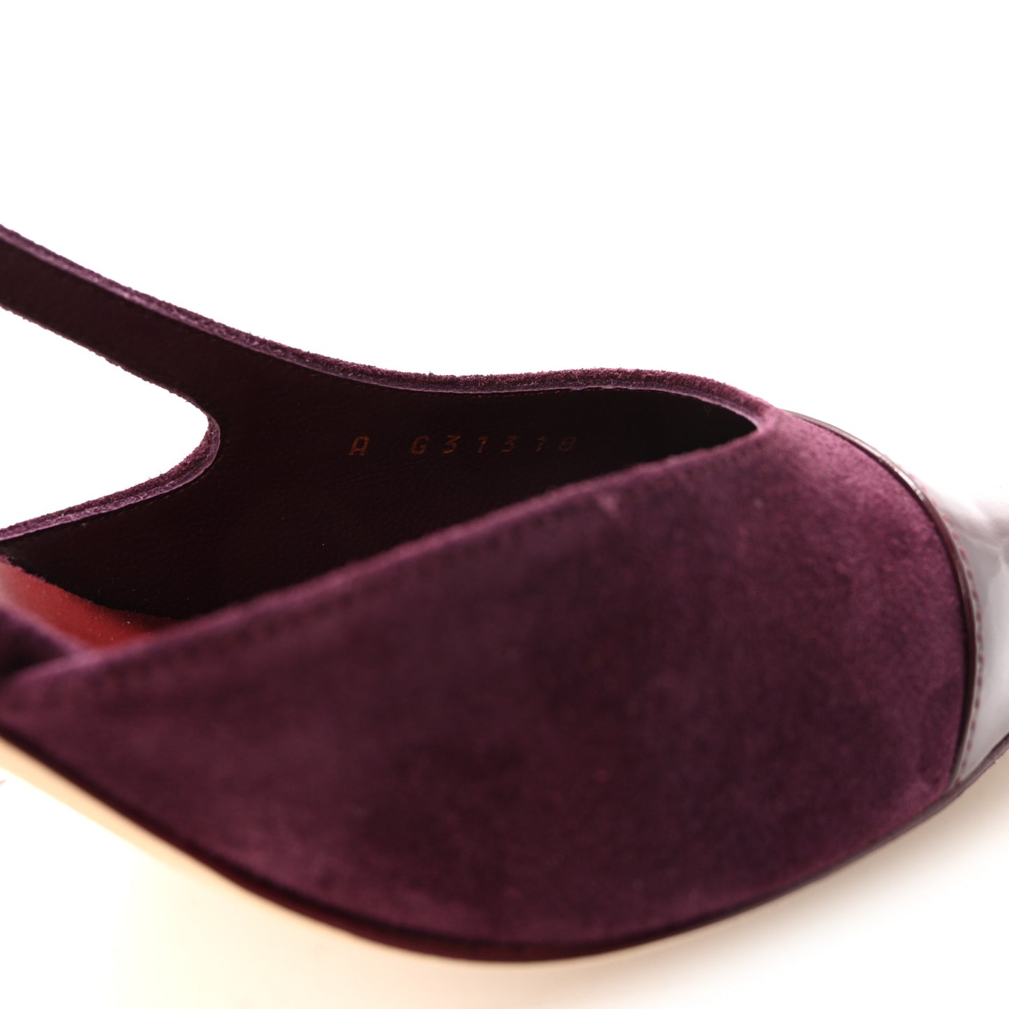 Suede Patent Cap Toe CC Slingback Pumps 40.5 Burgundy