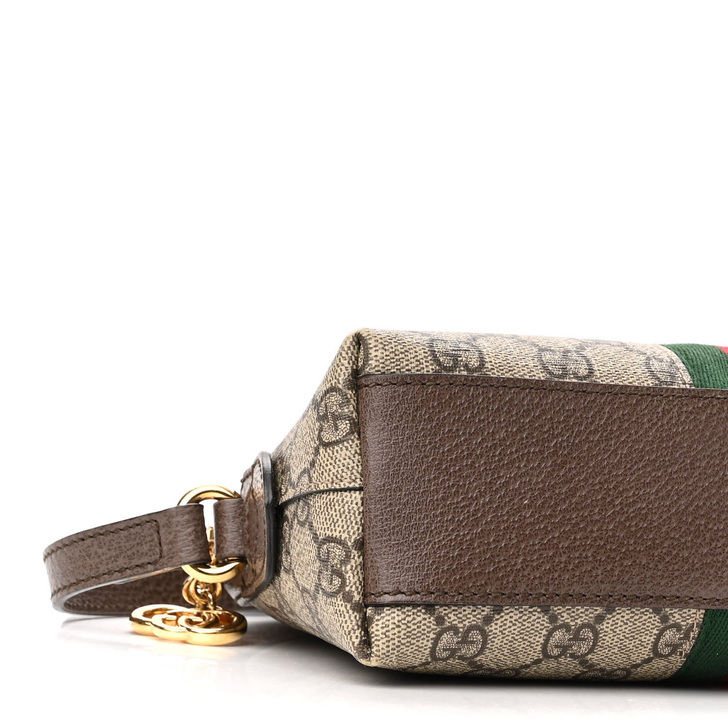 Gucci GG Supreme Monogram Textured Dollar Calfskin Web Small Ophidia Dome Shoulder Bag Beige Ebony New Acero 9 of 10