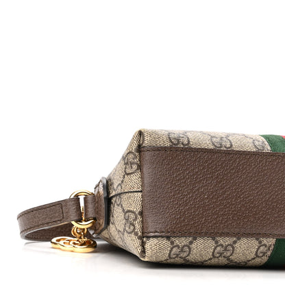 Gucci GG Supreme Monogram Textured Dollar Calfskin Web Small Ophidia Dome Shoulder Bag Beige Ebony New Acero 9 of 10