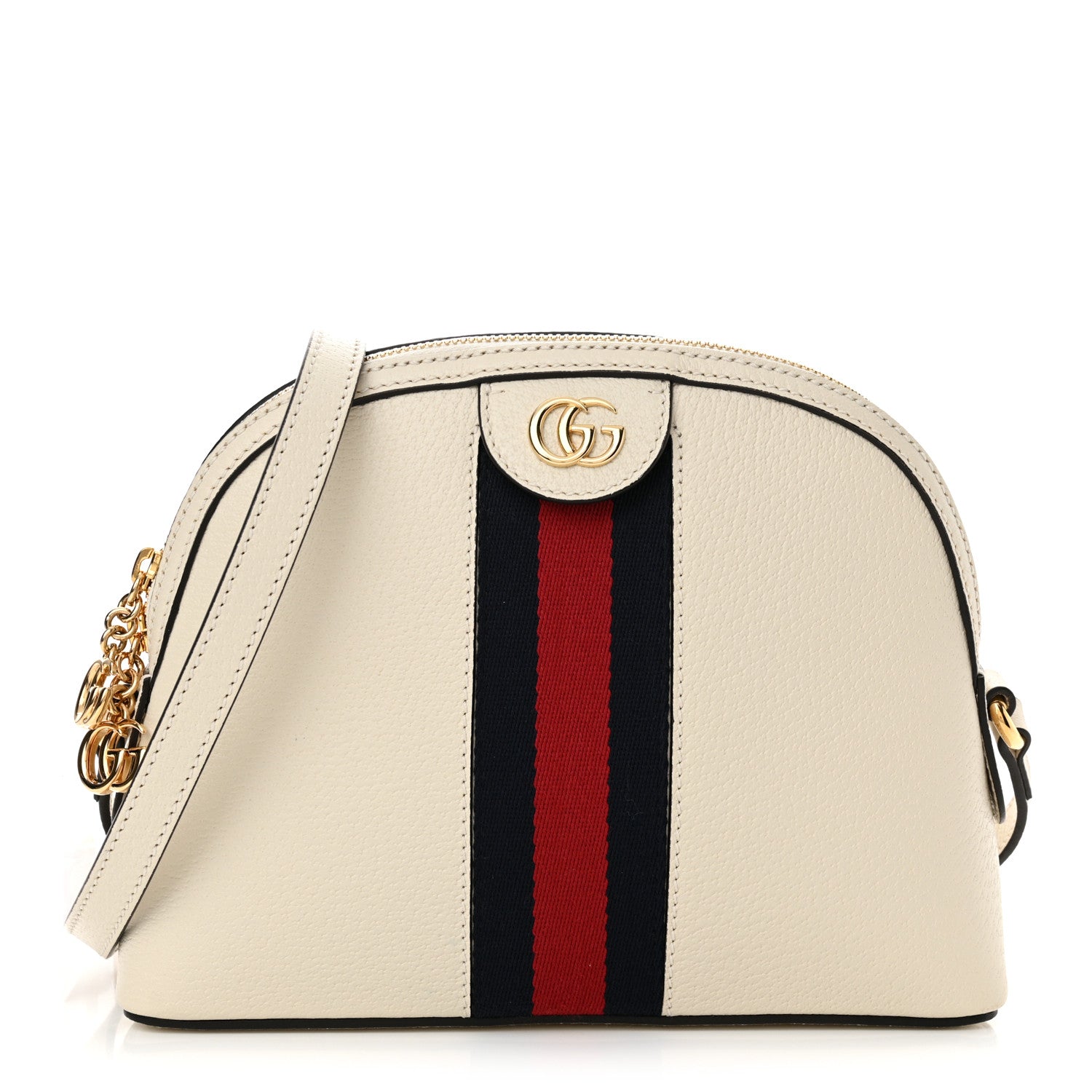 Gucci Textured Dollar Calfskin Web Small Ophidia Dome Shoulder Bag Mystic White 1 of 10
