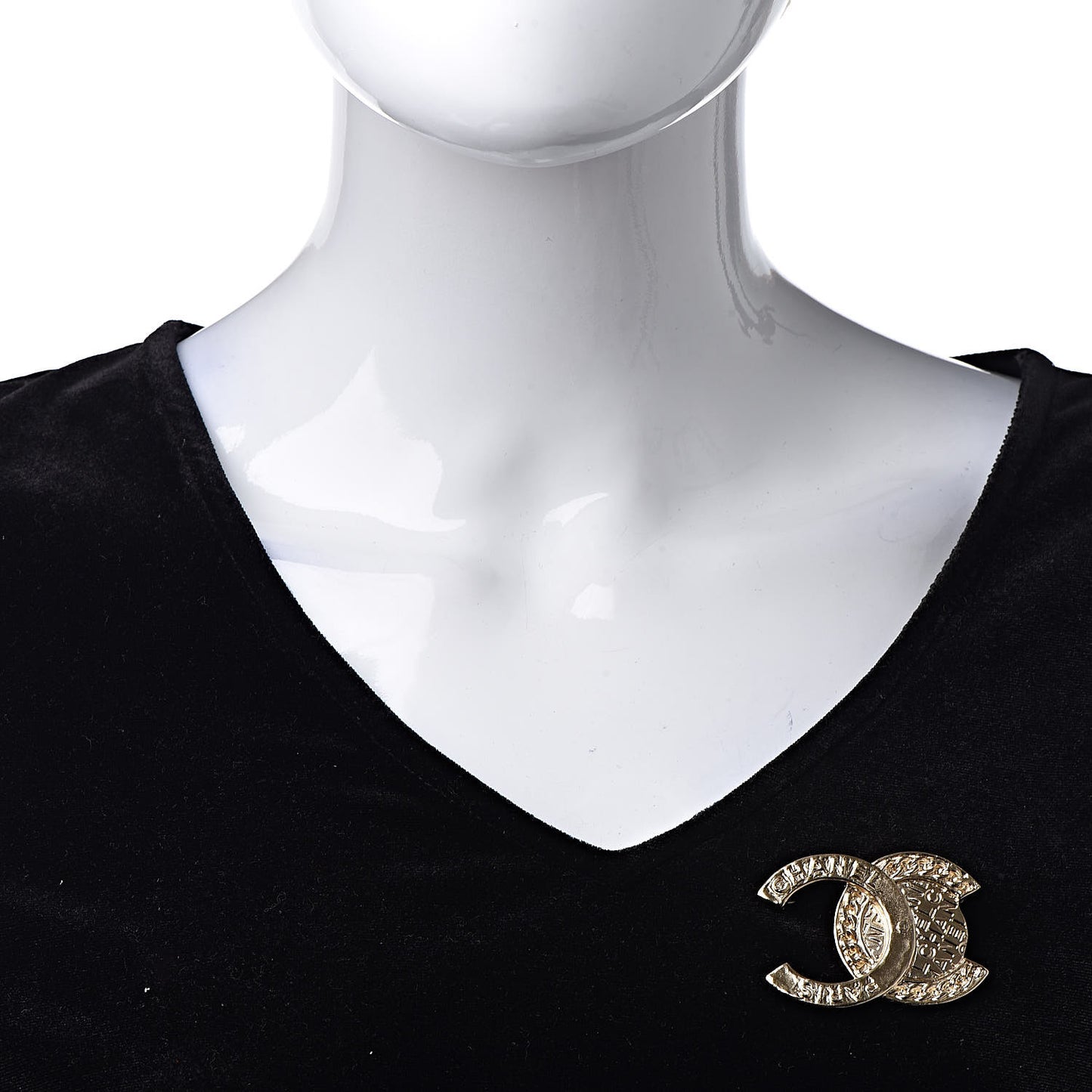 Large CC Medallion Brooch Light Gold