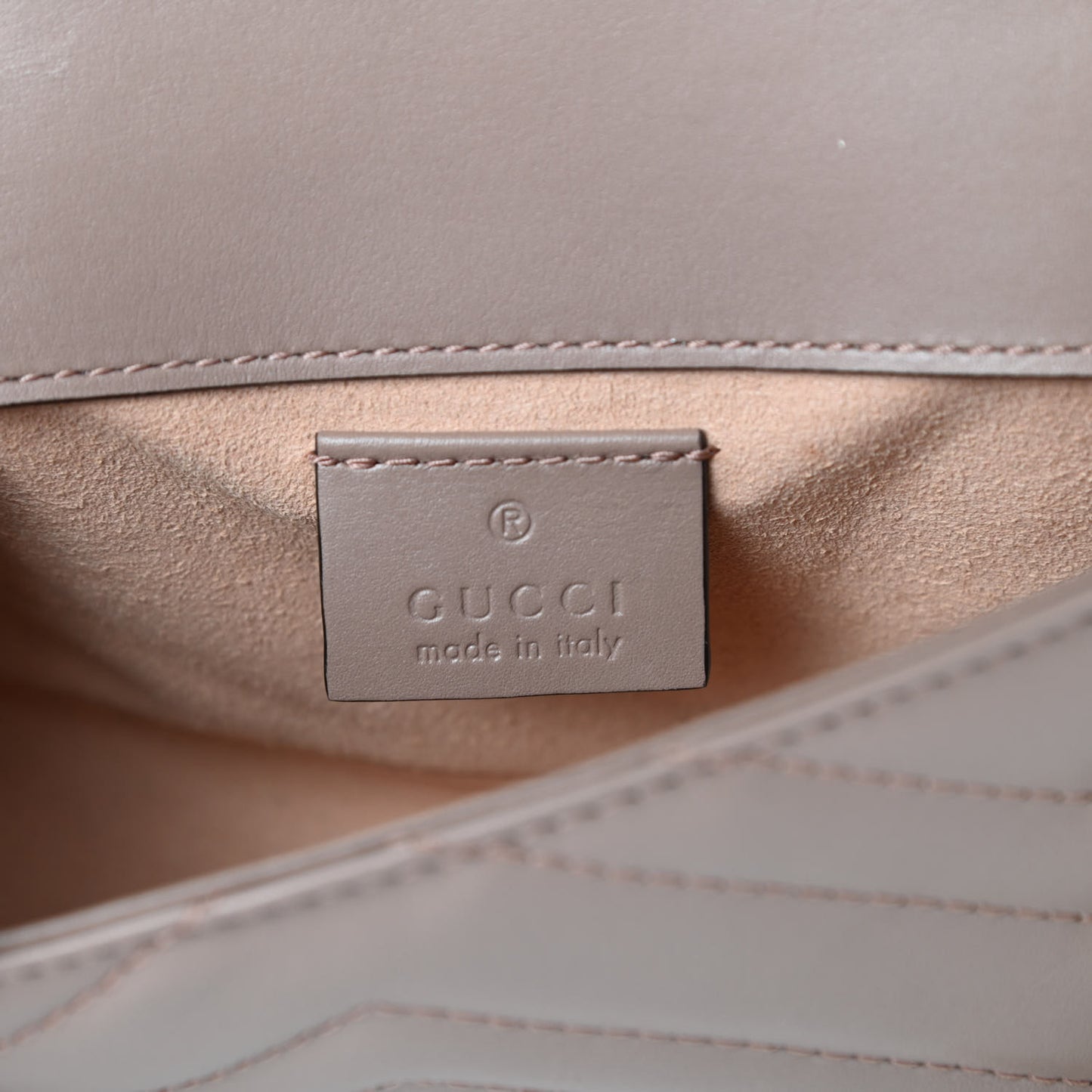 Calfskin Matelasse Super Mini GG Marmont Shoulder Bag Porcelain Rose
