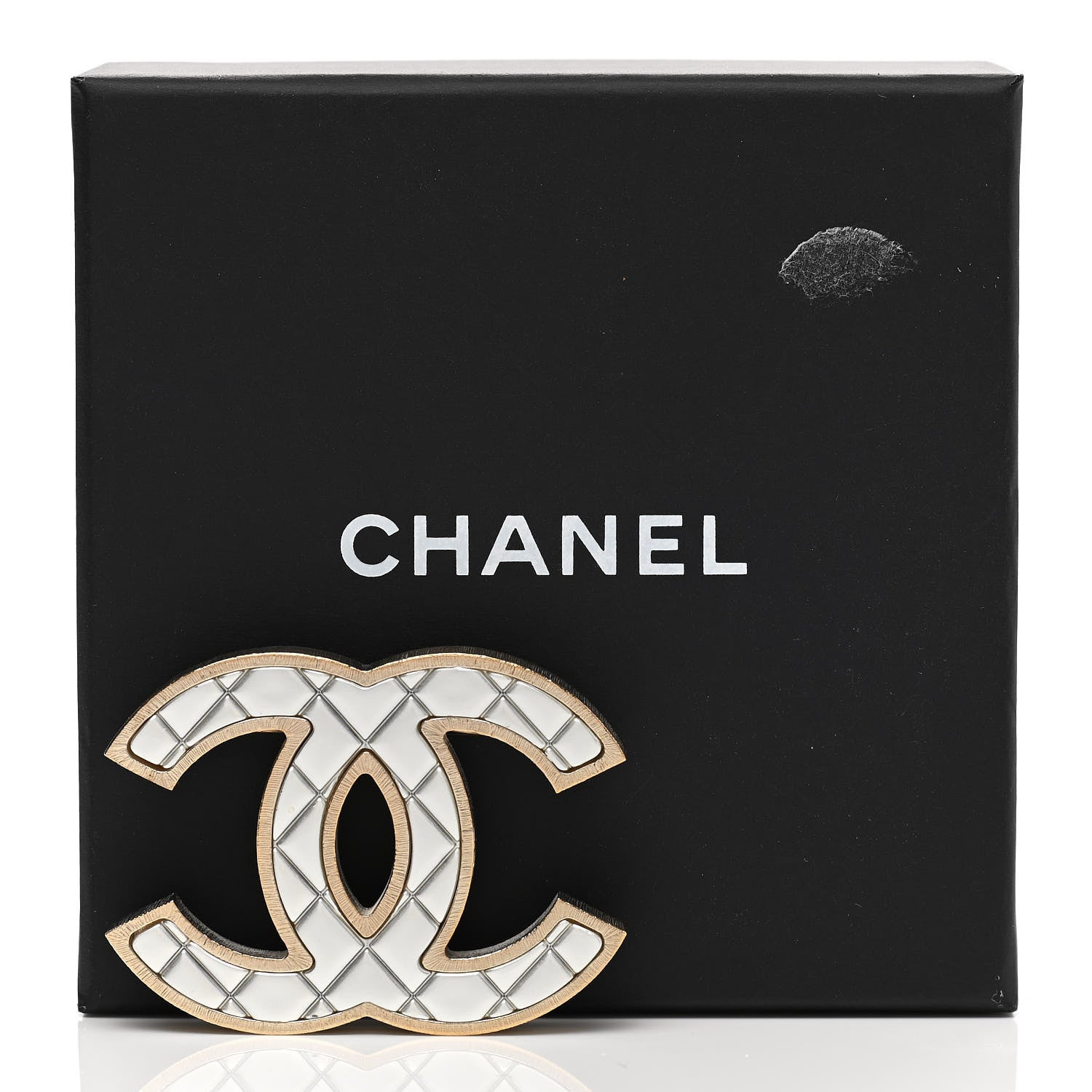 Chanel Metal Quilted CC Brooch Silver Gold 5 of 5