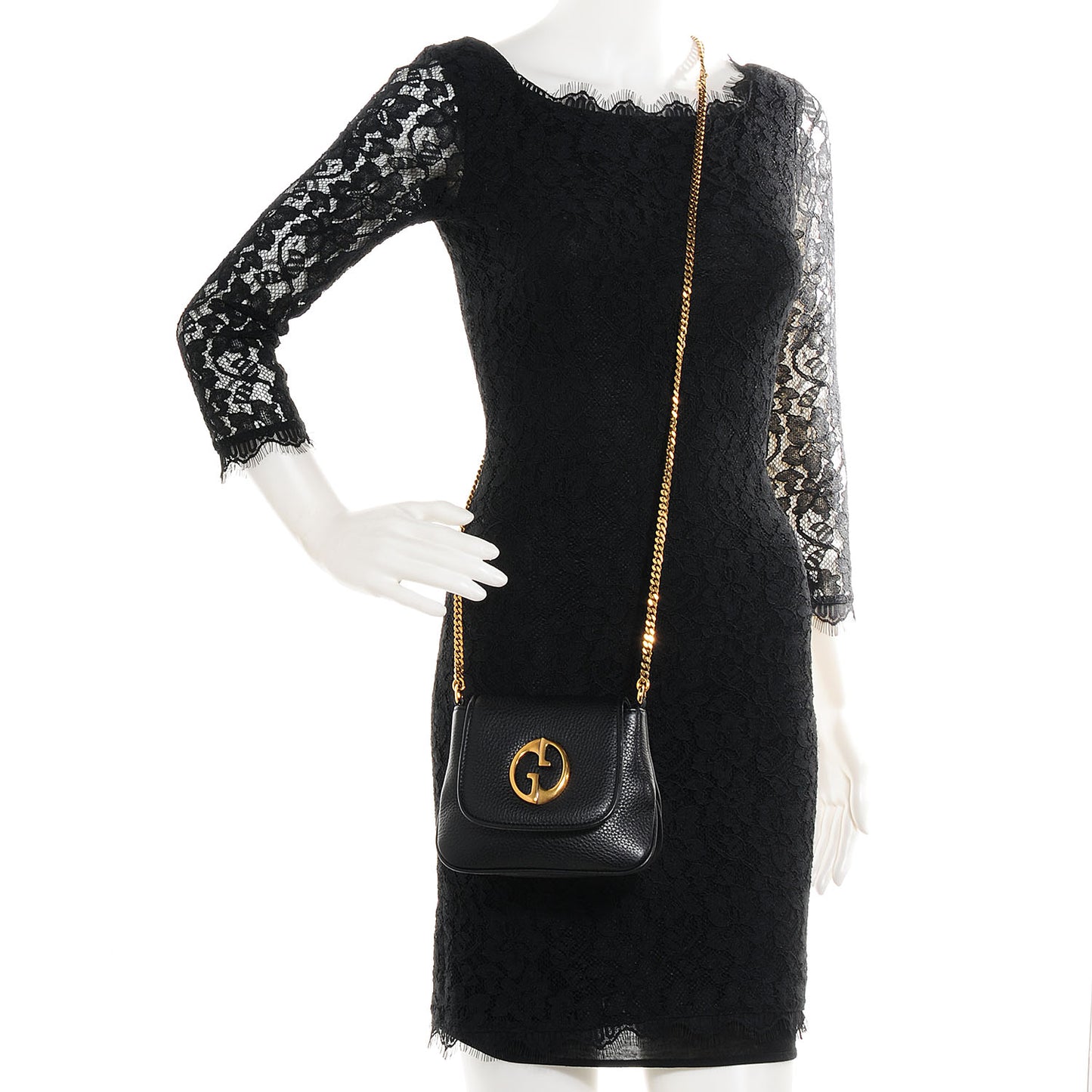 Pebbled Calfskin Small 1973 Chain Shoulder Bag Black