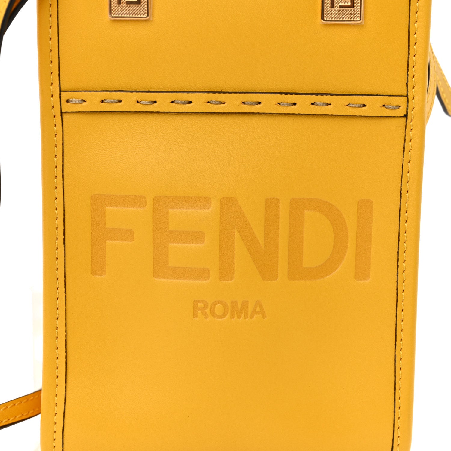 Fendi Vitello King Plexiglass Logo Embossed Mini Fendi Sunshine Shopper Tote Mimosa 8 of 11