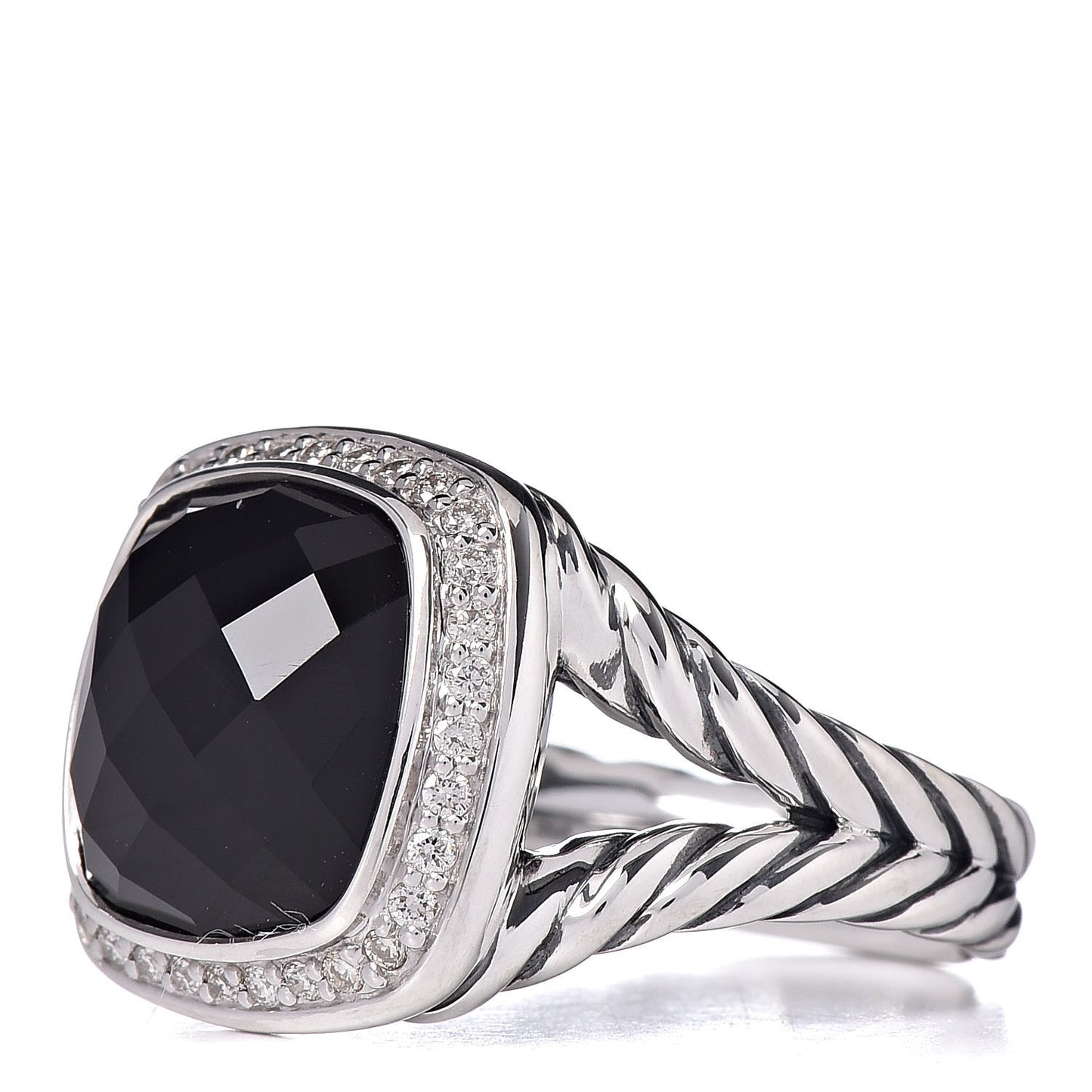 Sterling Silver Diamond Black Onyx 11mm Albion Ring 52 6