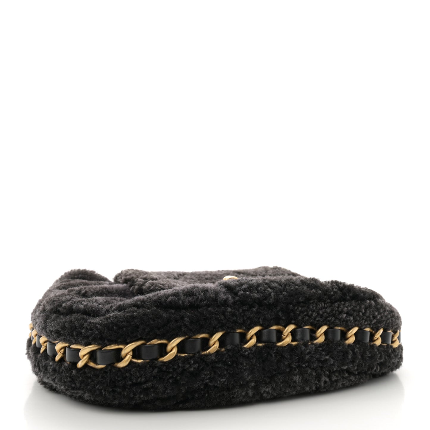 Shearling Quilted Hobo Black