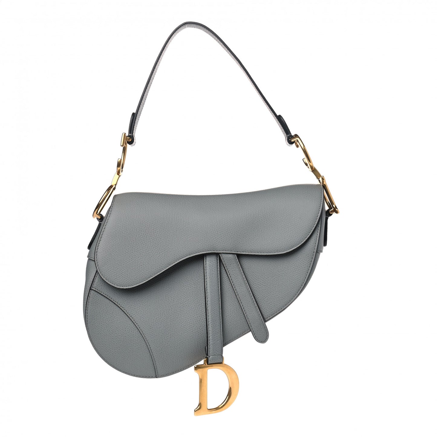 Grained Calfskin Saddle Bag Grey