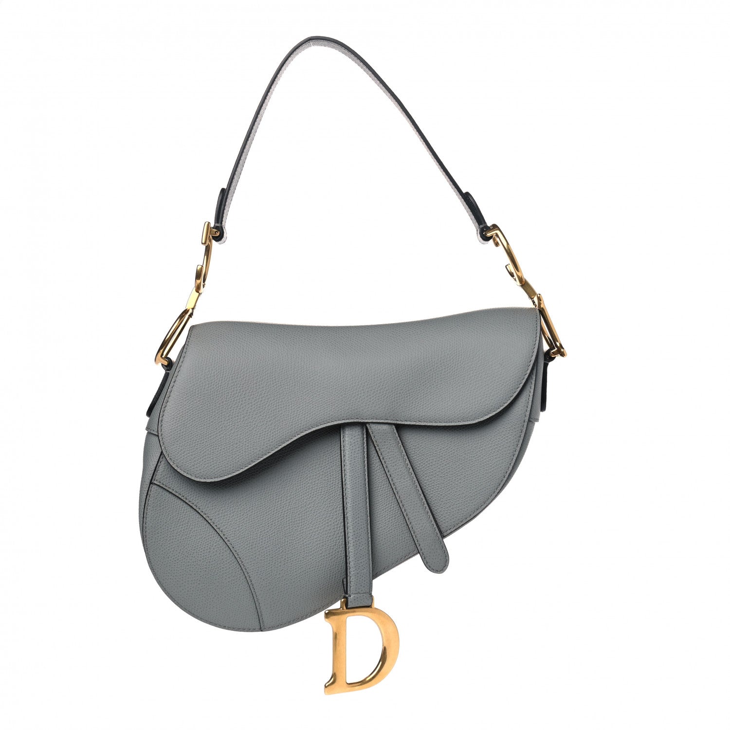 Christian Dior Grained Calfskin Saddle Bag Grey 1 of 7