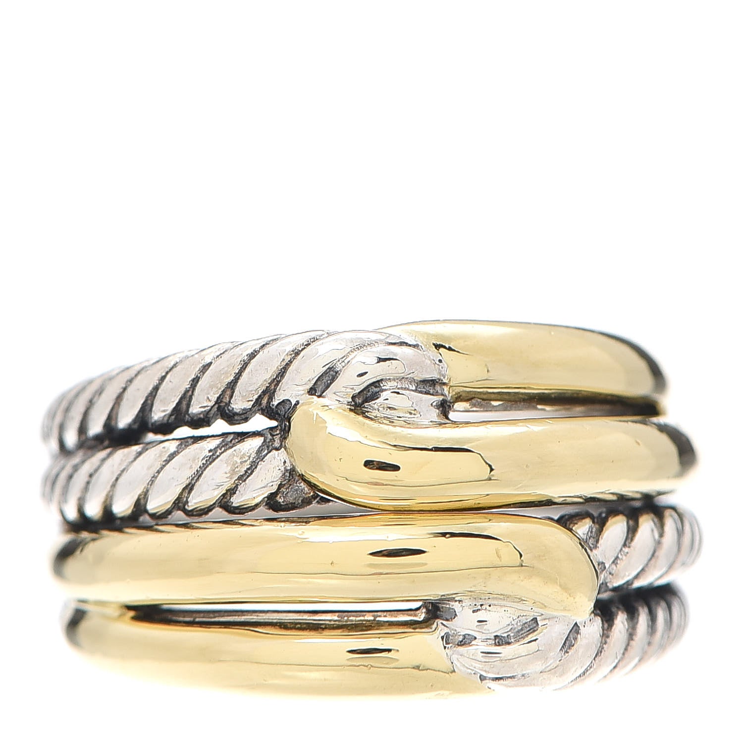 David Yurman Sterling Silver Yellow Gold Double Loop Labyrinth Ring 51 5.75 1 of 4