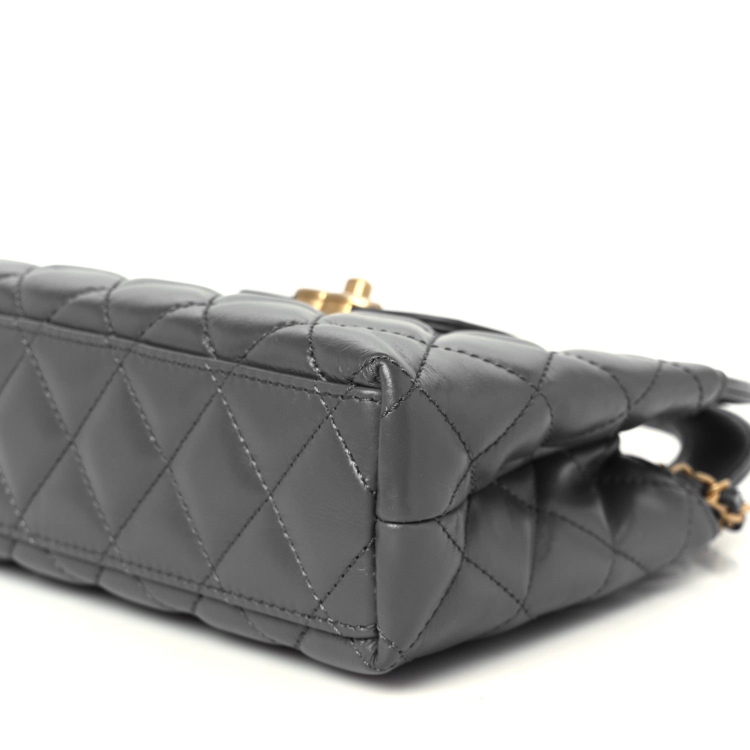 Chanel Shiny Aged Calfskin Quilted Nano Kelly Shopper Grey 10 of 11