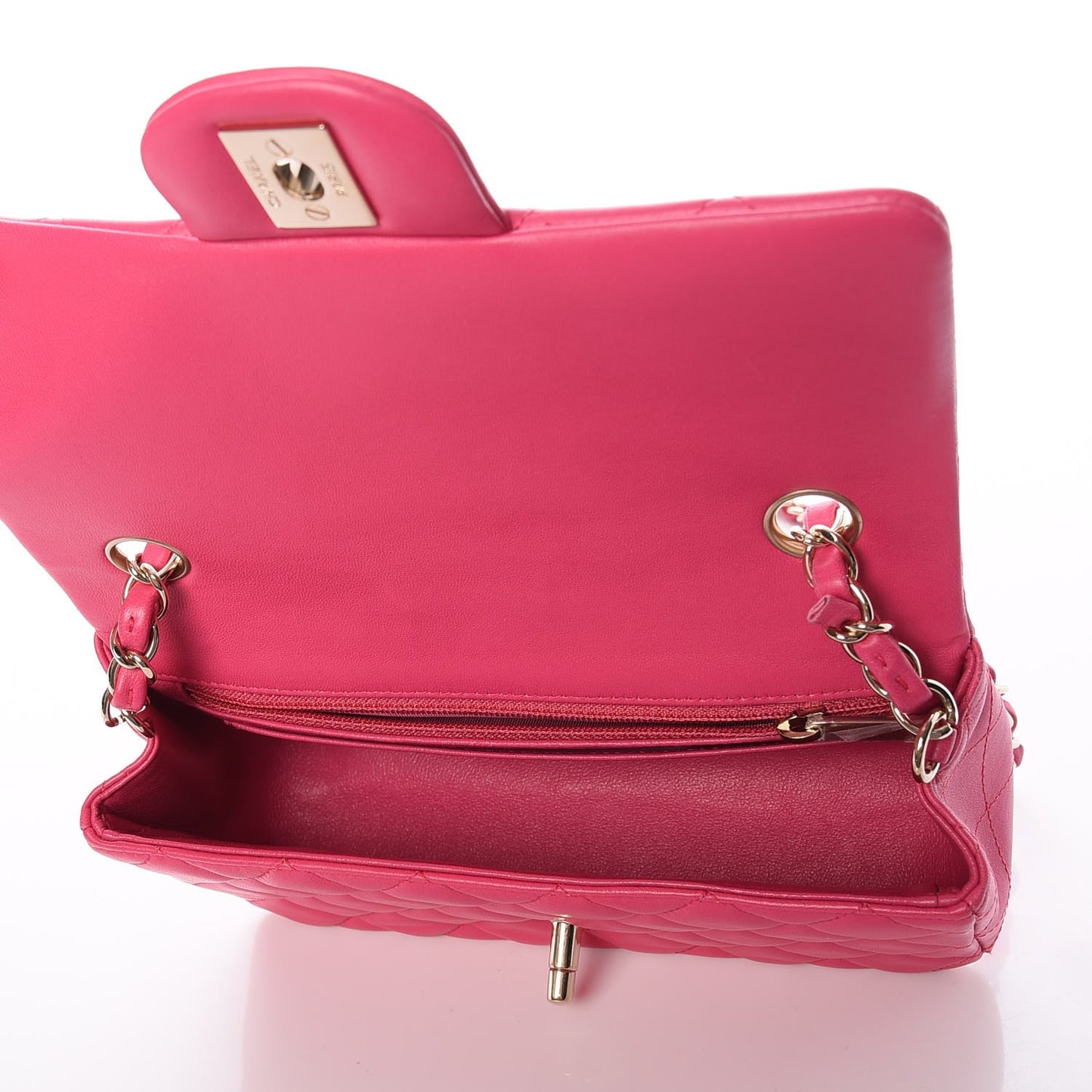 Lambskin Quilted Mini Rectangular Flap Fuchsia