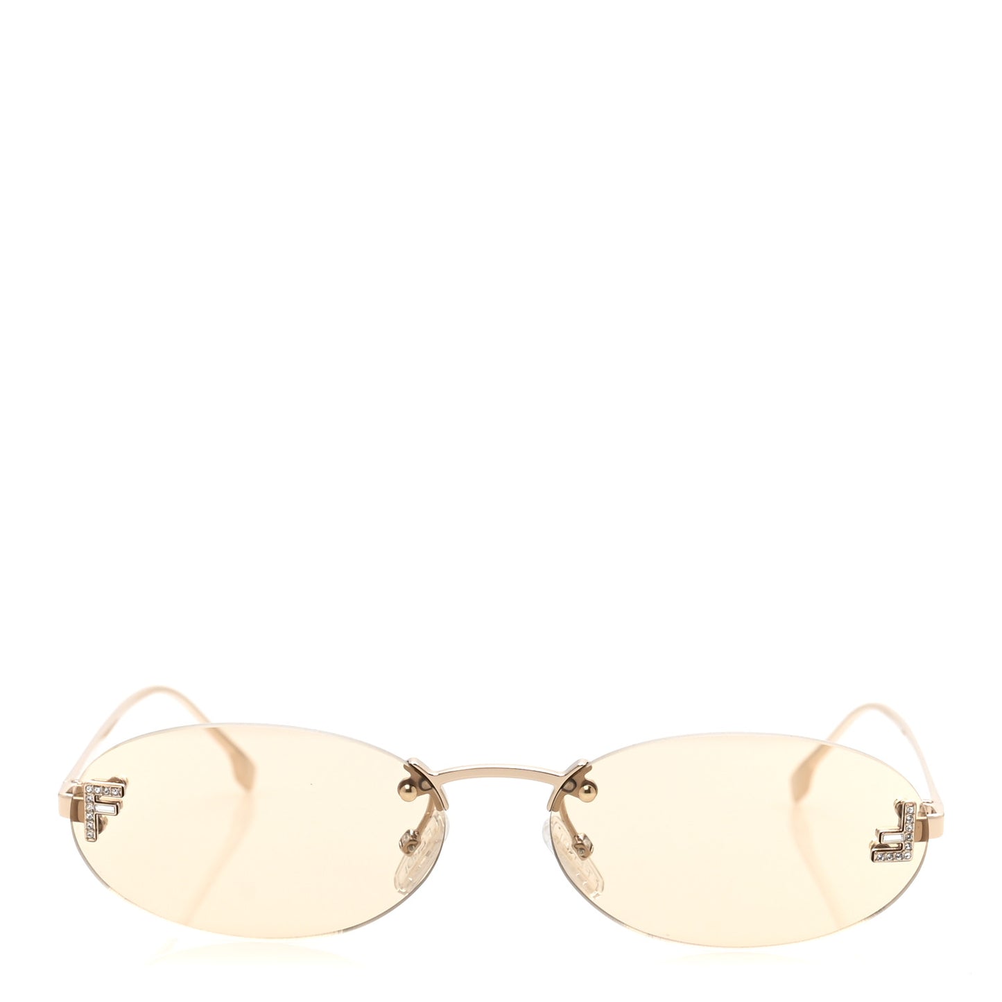 Metal Crystal Fendi First Oval Sunglasses FE4075US Gold Pink
