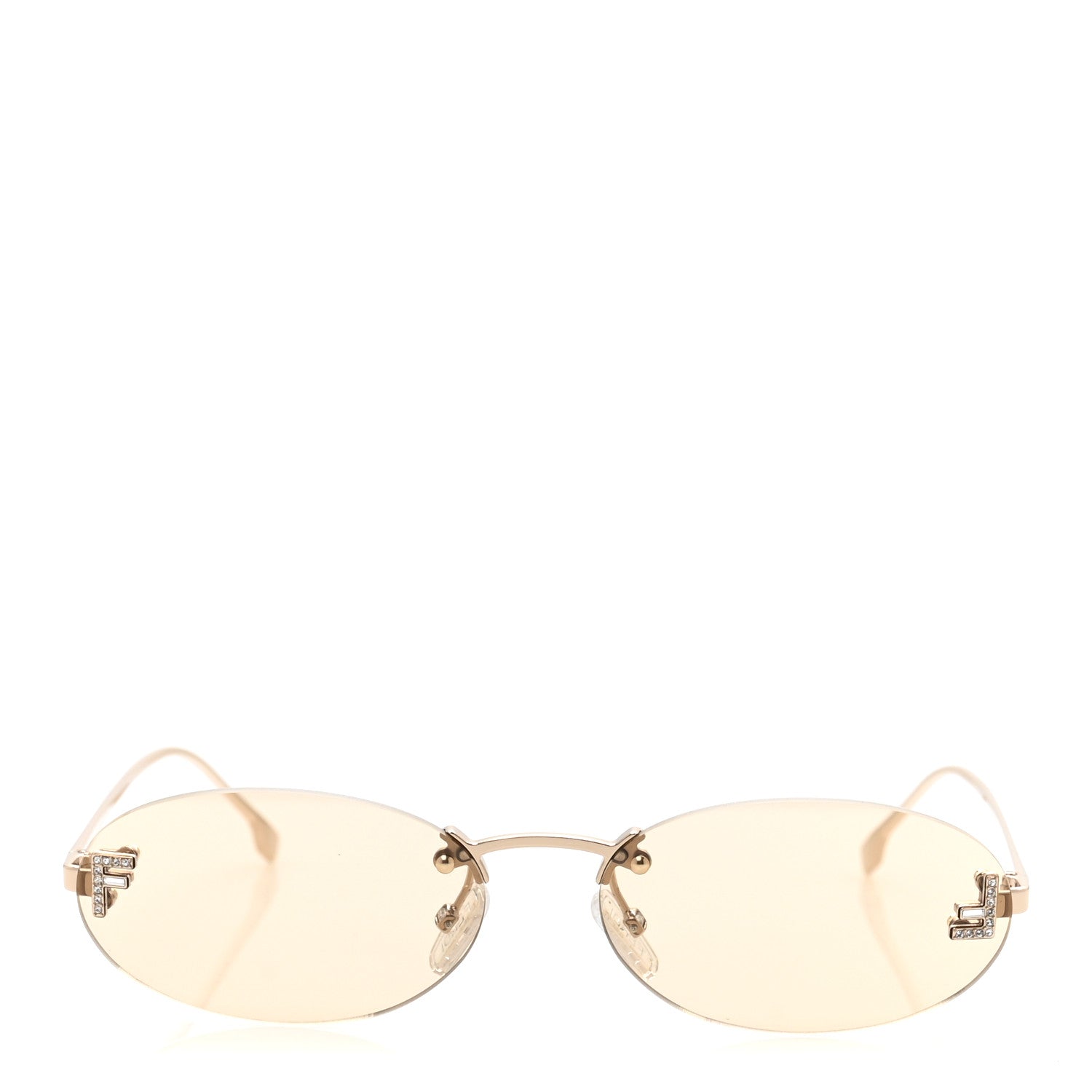 Fendi Metal Crystal Fendi First Oval Sunglasses FE4075US Gold Pink 2 of 8