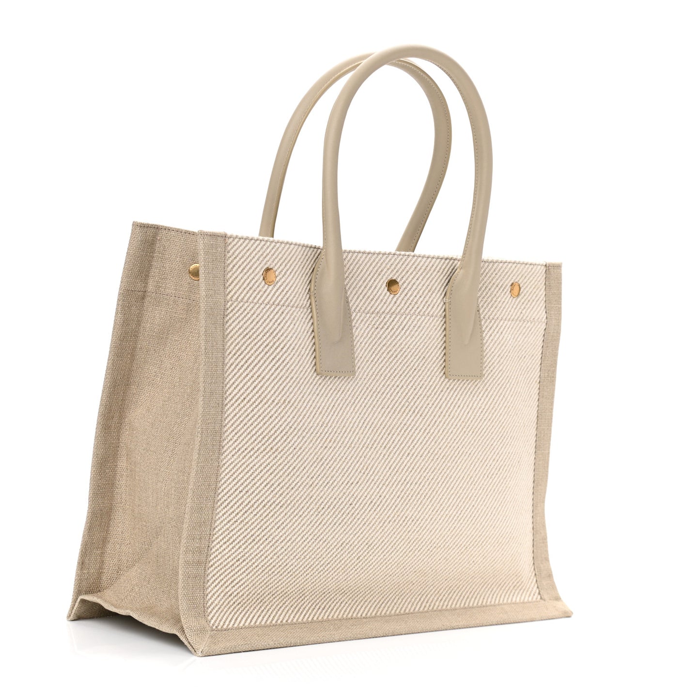 Linen Calfskin Small Rive Gauche Tote Beige Sea Salt