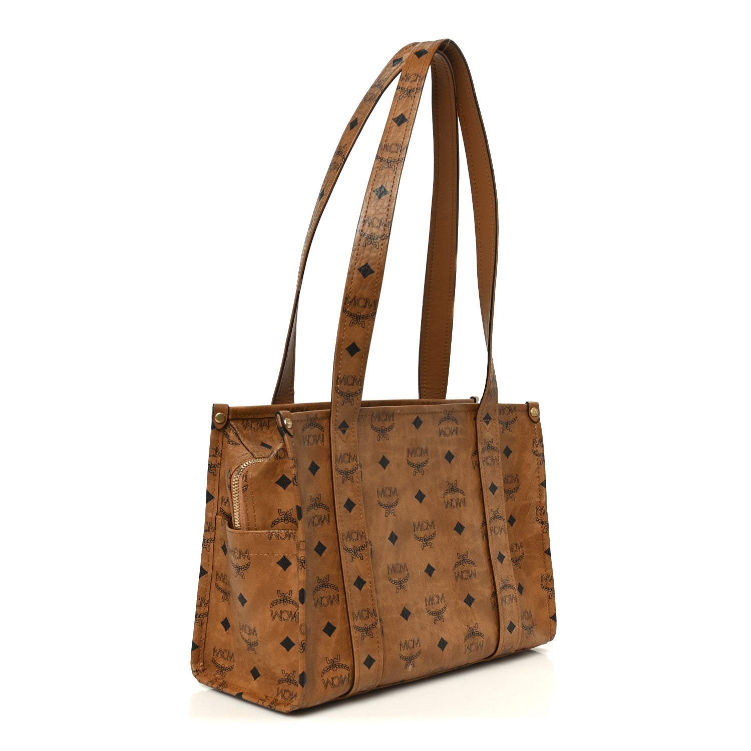 MCM Visetos Aren Small School Bag Tote Cognac 3 of 11