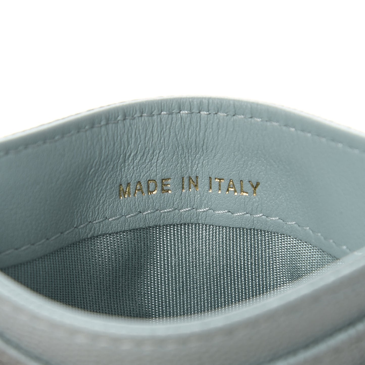 Caviar Quilted Filigree Card Holder Light Blue