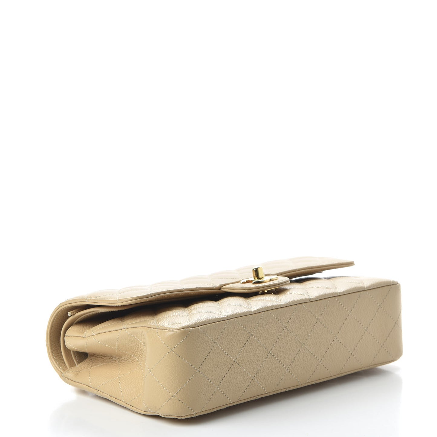 Caviar Quilted Medium Double Flap Beige Clair