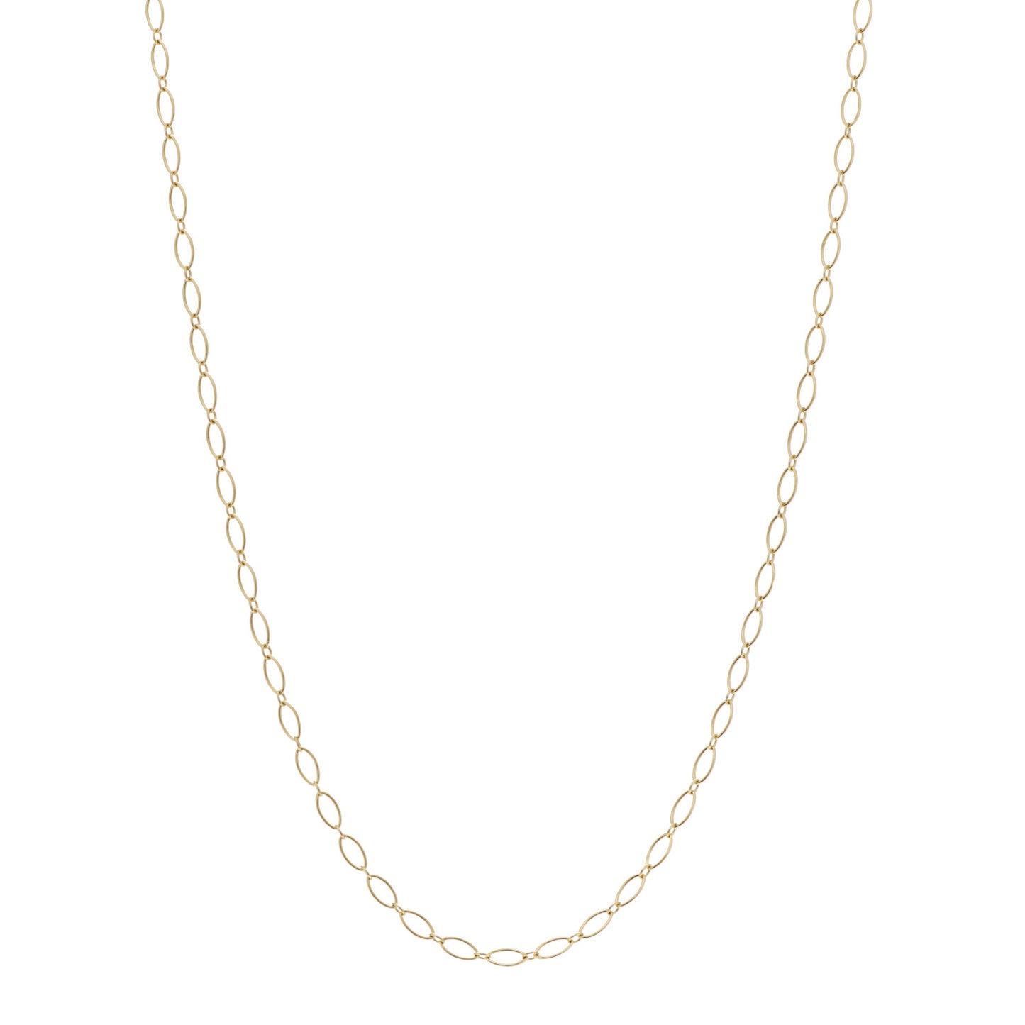 18K Yellow Gold Oval Link Chain Necklace 18"