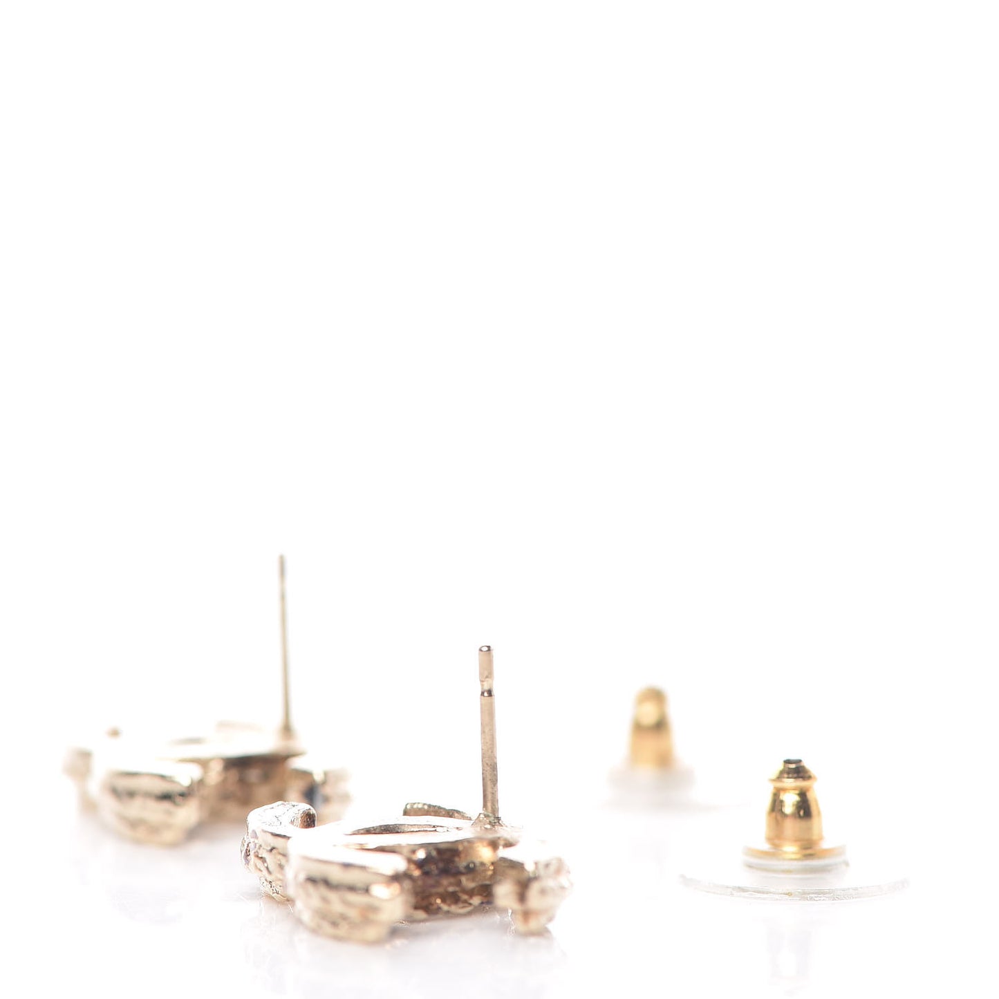 Metal Twisted CC Earrings Gold