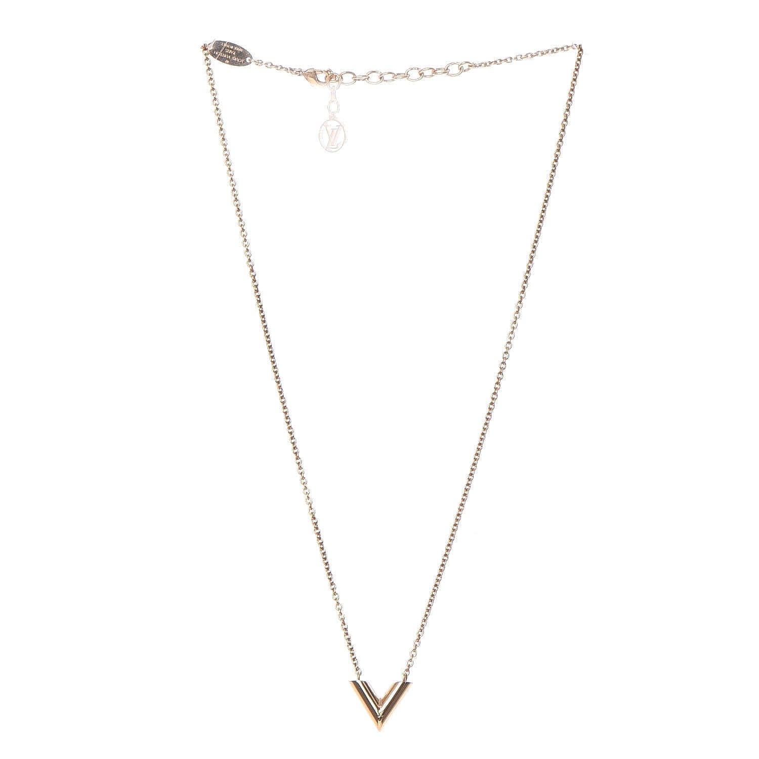 Louis Vuitton Essential V Necklace Gold 3 of 7
