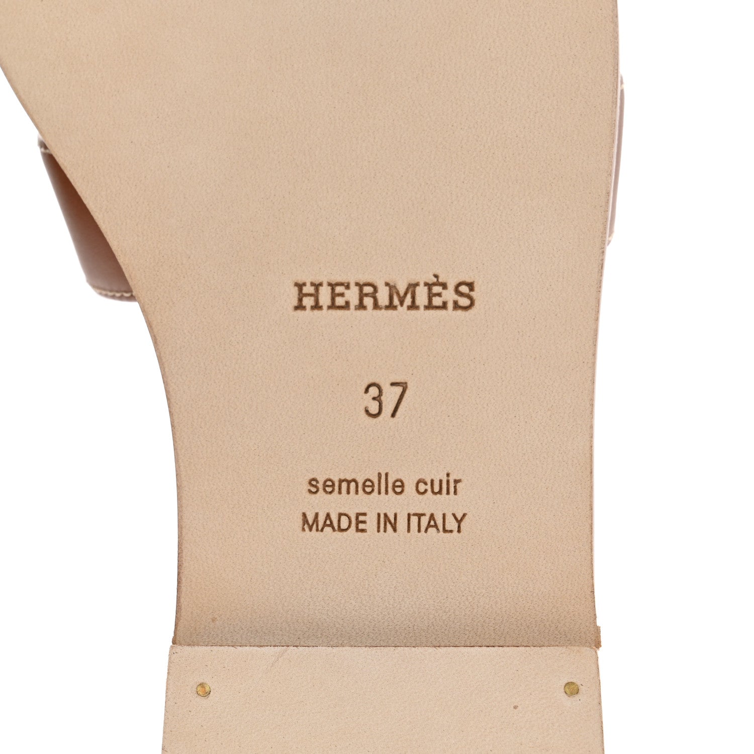 Hermes Box Calfskin Oran Sandals 37 Gold 8 of 9