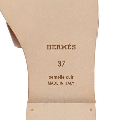Hermes Box Calfskin Oran Sandals 37 Gold 8 of 9