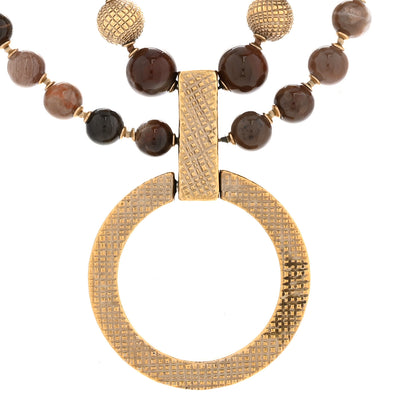 Chanel Beaded CC Necklace Gold Mauve 4 of 5