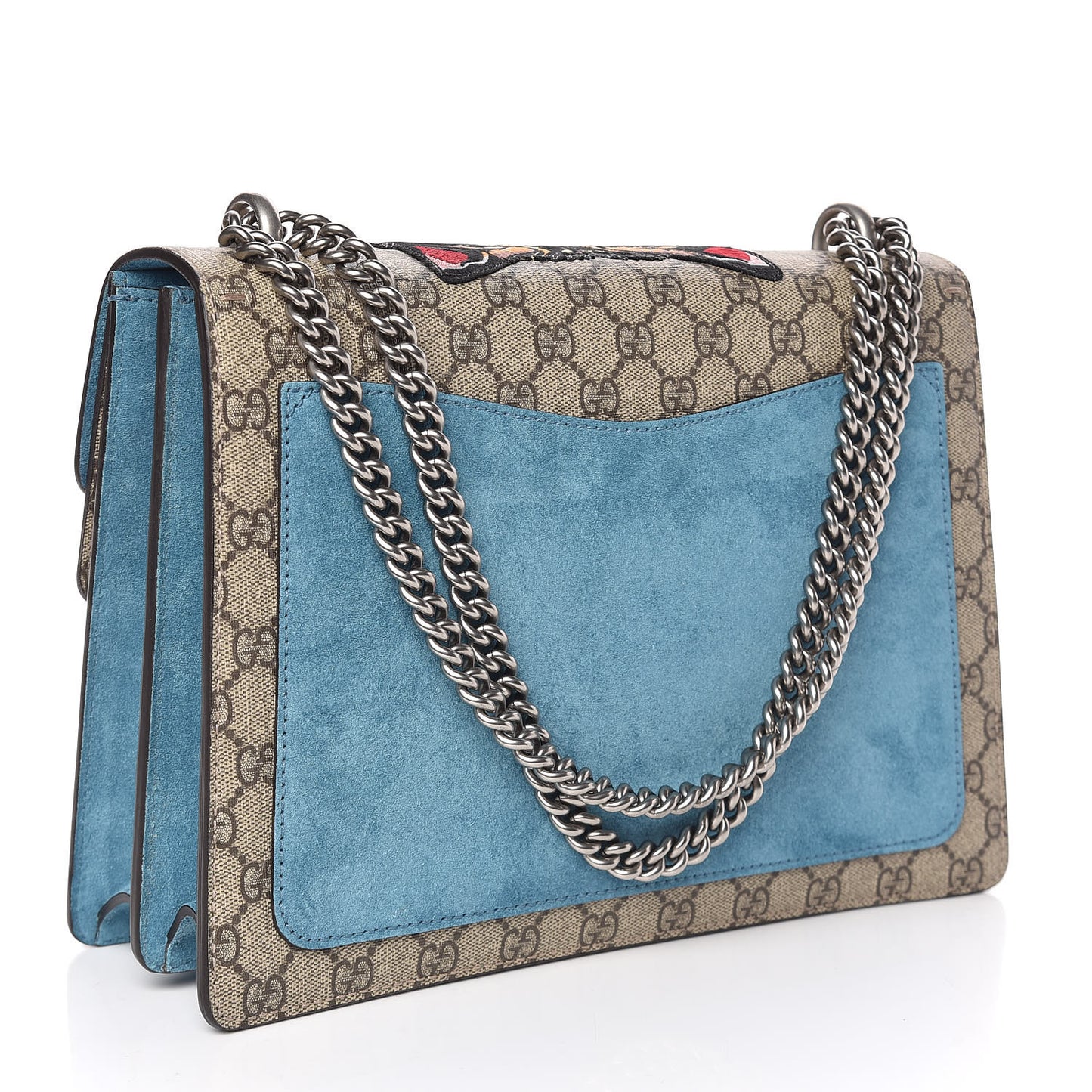 GG Supreme Monogram Angry Cat Embroidered Medium Dionysus Shoulder Bag Beige Ultramarine