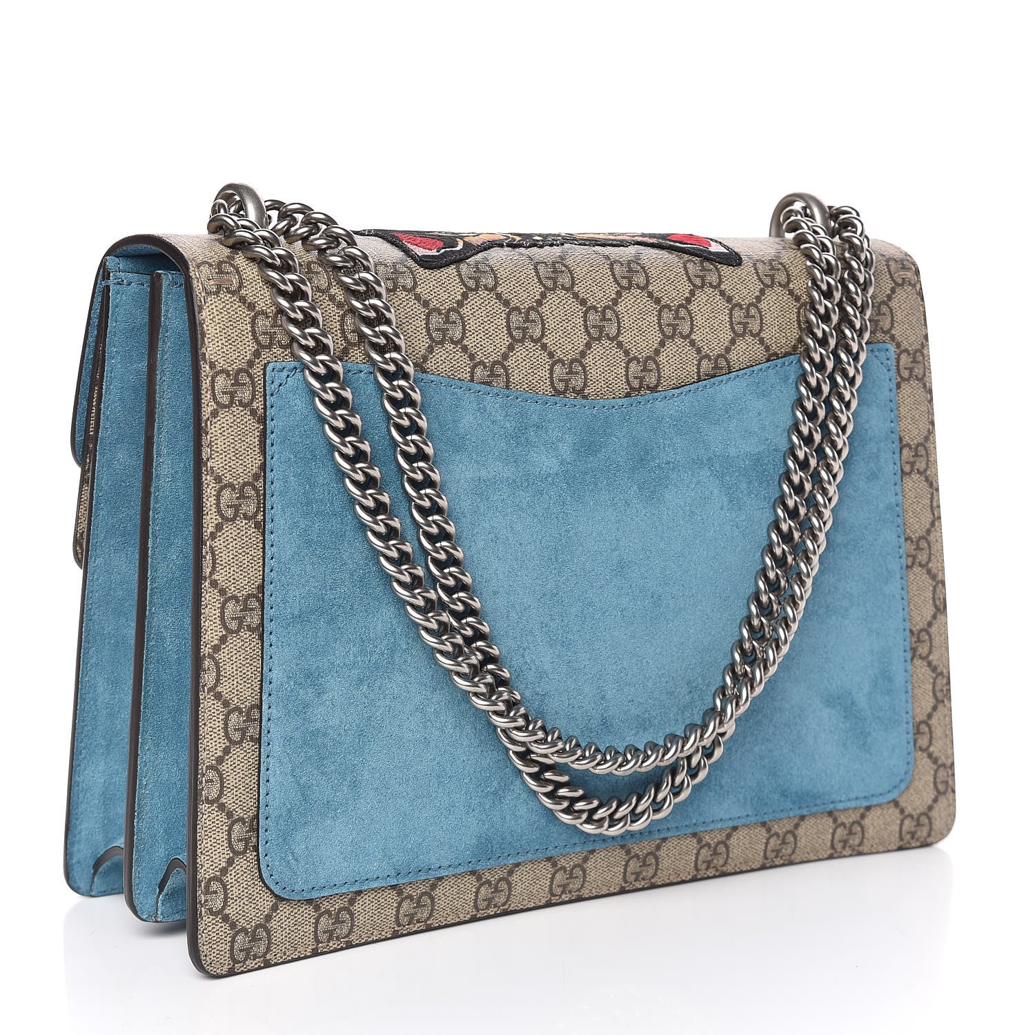 Gucci GG Supreme Monogram Angry Cat Embroidered Medium Dionysus Shoulder Bag Beige Ultramarine 3 of 9
