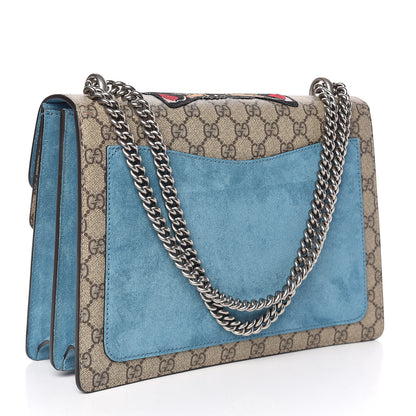 Gucci GG Supreme Monogram Angry Cat Embroidered Medium Dionysus Shoulder Bag Beige Ultramarine 3 of 9