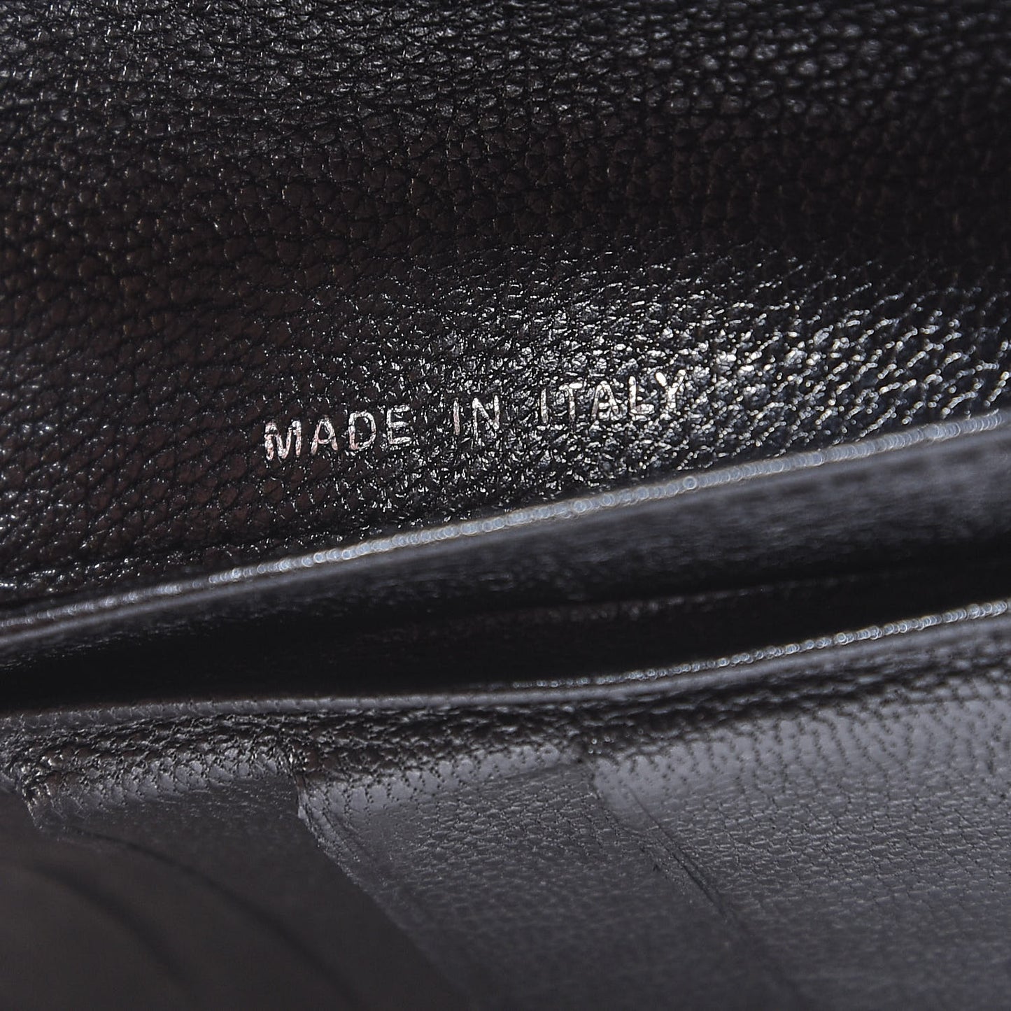 Calfskin Diamond Embossed Long Flap Wallet Black