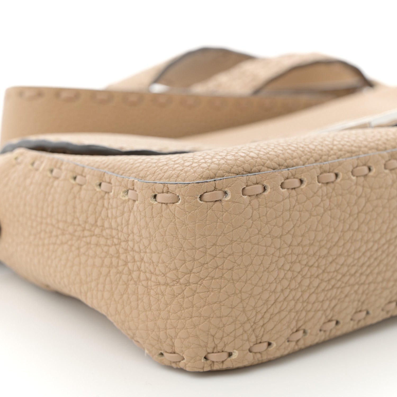 Fendi Cuoio Roma Sellerissima Nappa Sintetica Tape Stitch Baguette Beige 9 of 10