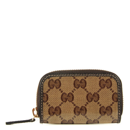 Gucci Crystal Monogram Dollar Calfskin Zip Around Coin Purse Beige Ebony Testa di Moro 1 of 7