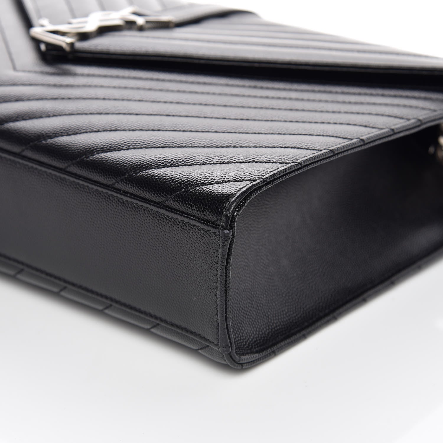 Saint Laurent Grain De Poudre Matelasse Chevron Large Monogram Satchel Black 9 of 9