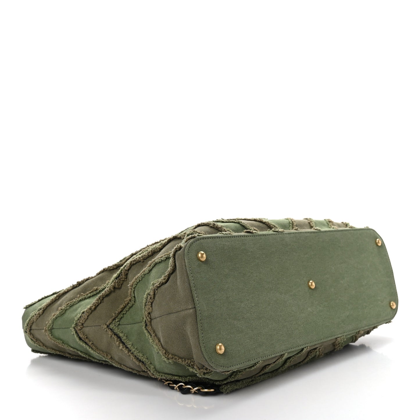 Canvas Chevron Cuba Patchwork Shopper Tote Khaki