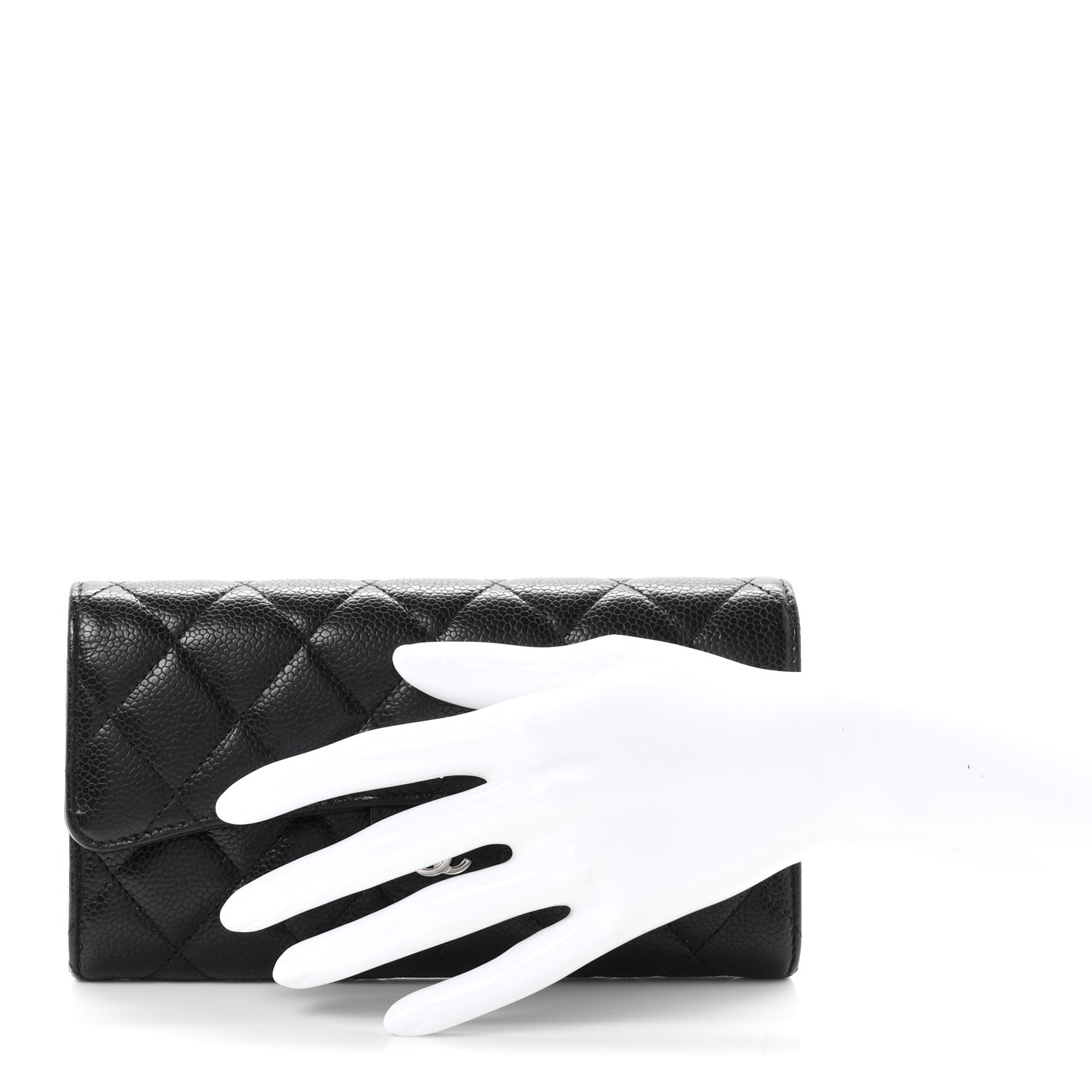 Chanel Caviar Quilted Large Gusset Flap Wallet Black 2 of 9