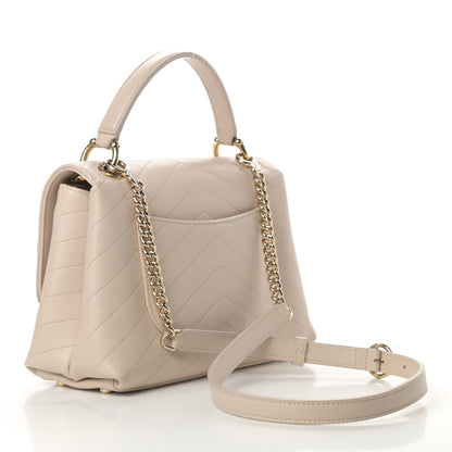 Chanel Grained Calfskin Small Chevron Chic Top Handle Flap Beige 3 of 14