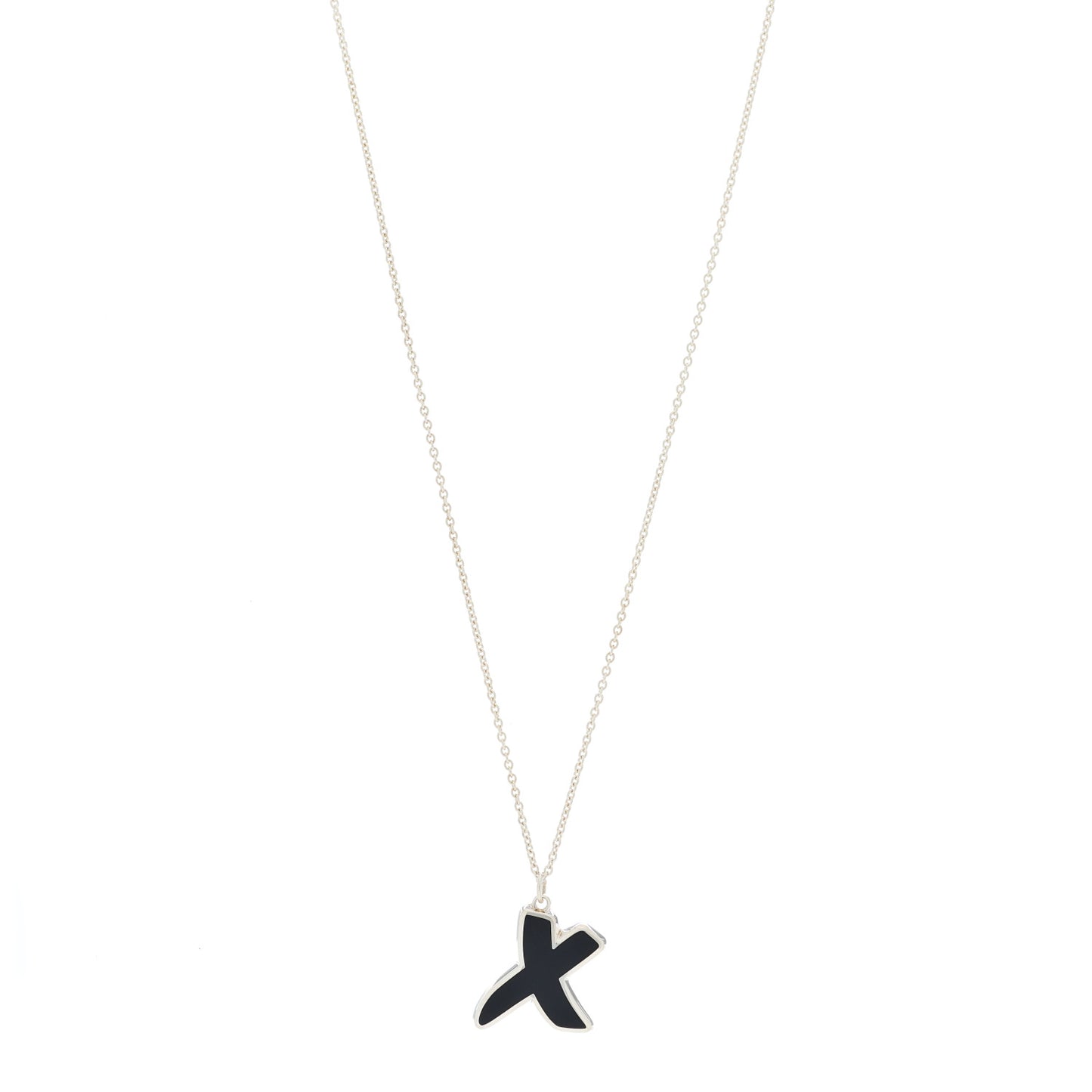 Sterling Silver Enamel Paloma Picasso Graffiti X Pendant Necklace Black