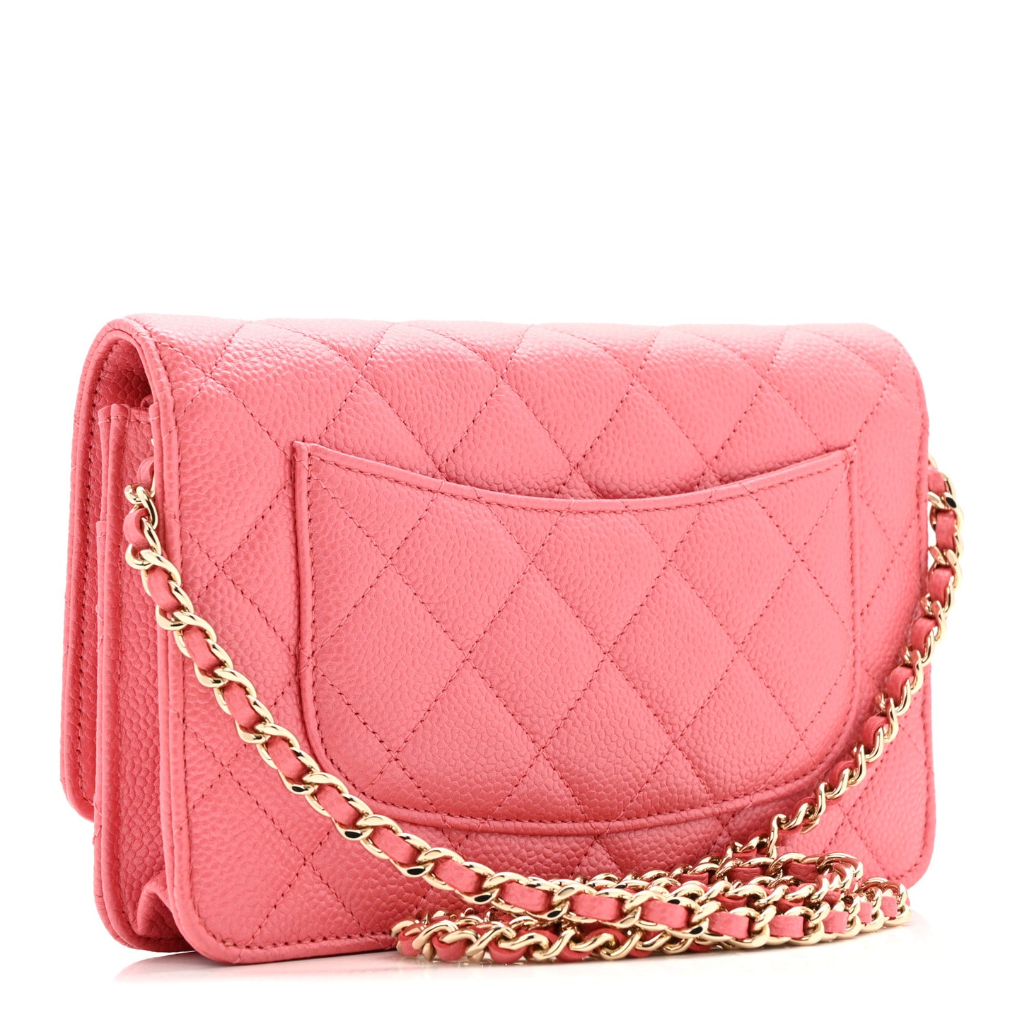 Caviar Quilted Wallet on Chain WOC Pink