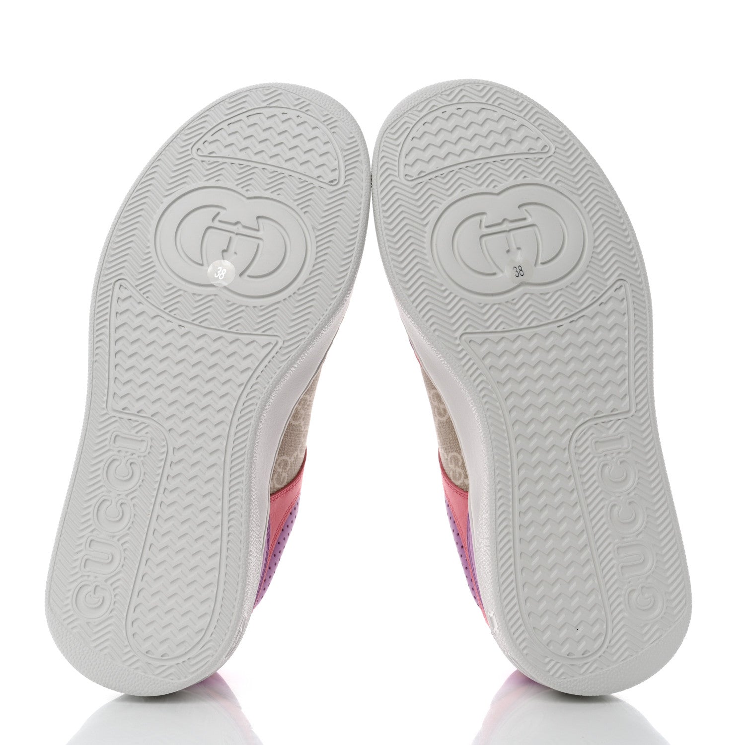 Gucci Calfskin GG Supreme Monogram Perforated Womens Platform 55mm Sneakers 38 Wild Cherry Beige Mystic White Bright Purple 5 of 9