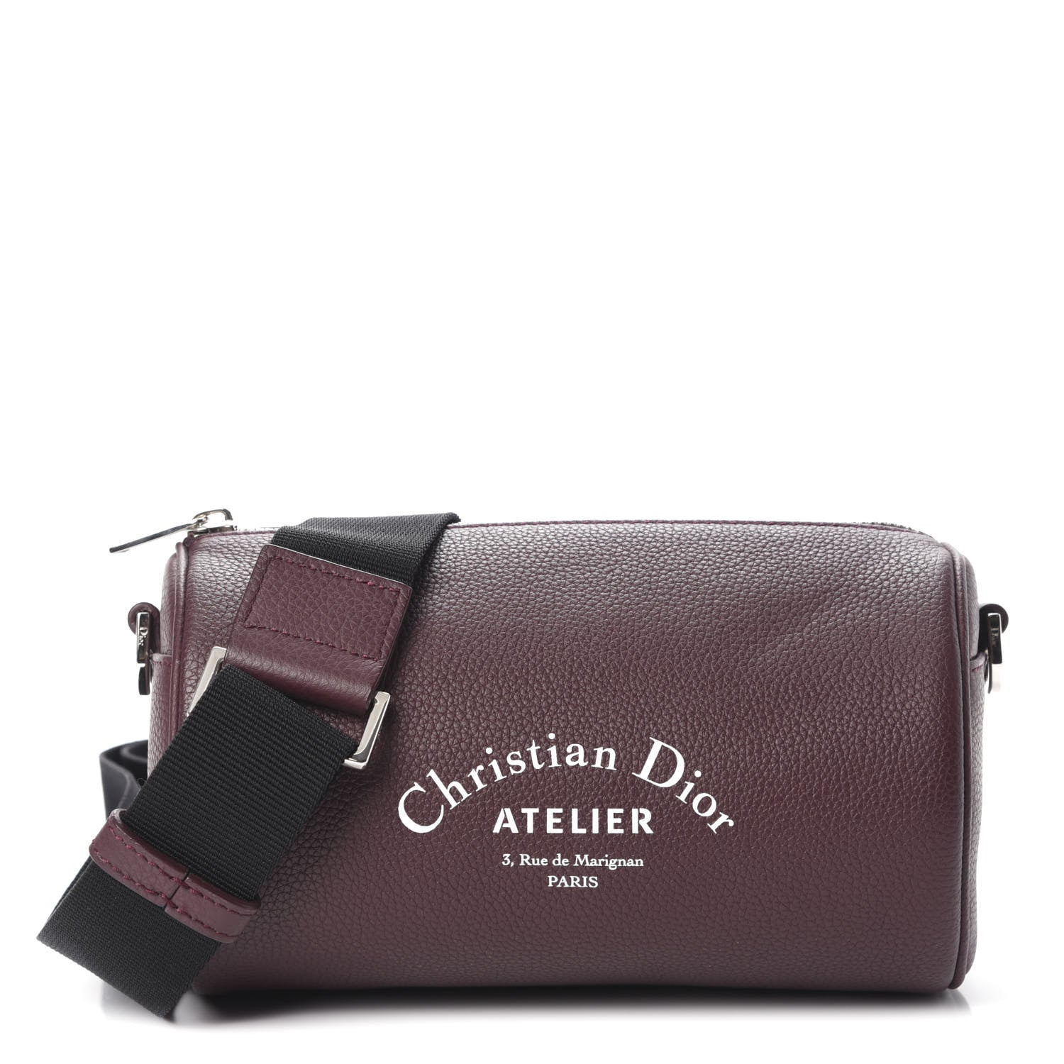 Christian Dior HOMME Grained Calfskin Mens Roller Pouch Burgundy 1 of 8