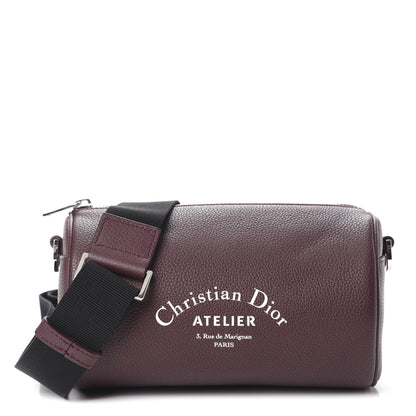 Christian Dior HOMME Grained Calfskin Mens Roller Pouch Burgundy 1 of 8