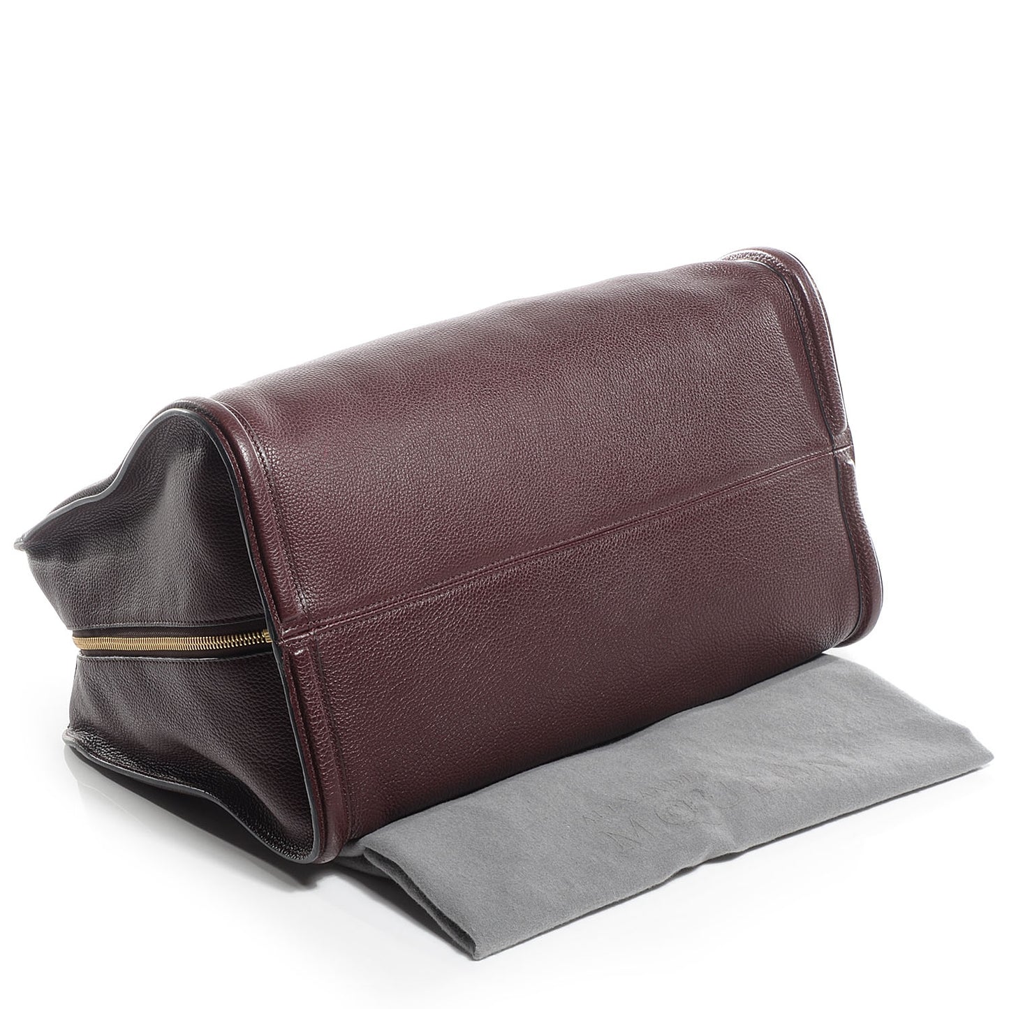 Pebbled Leather Skull Padlock Tote Oxblood